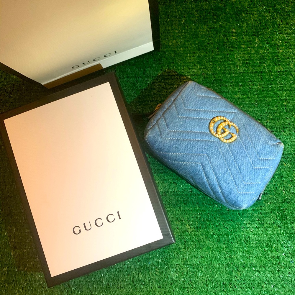 🚨SOLD🚨 Rare Gucci Denim Pearl Marmont Pouch